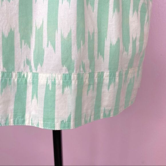 J. Crew Factory Pleated Ikat Print Mini Skirt XS Mint Cream Elastic Waist - Picture 7 of 12
